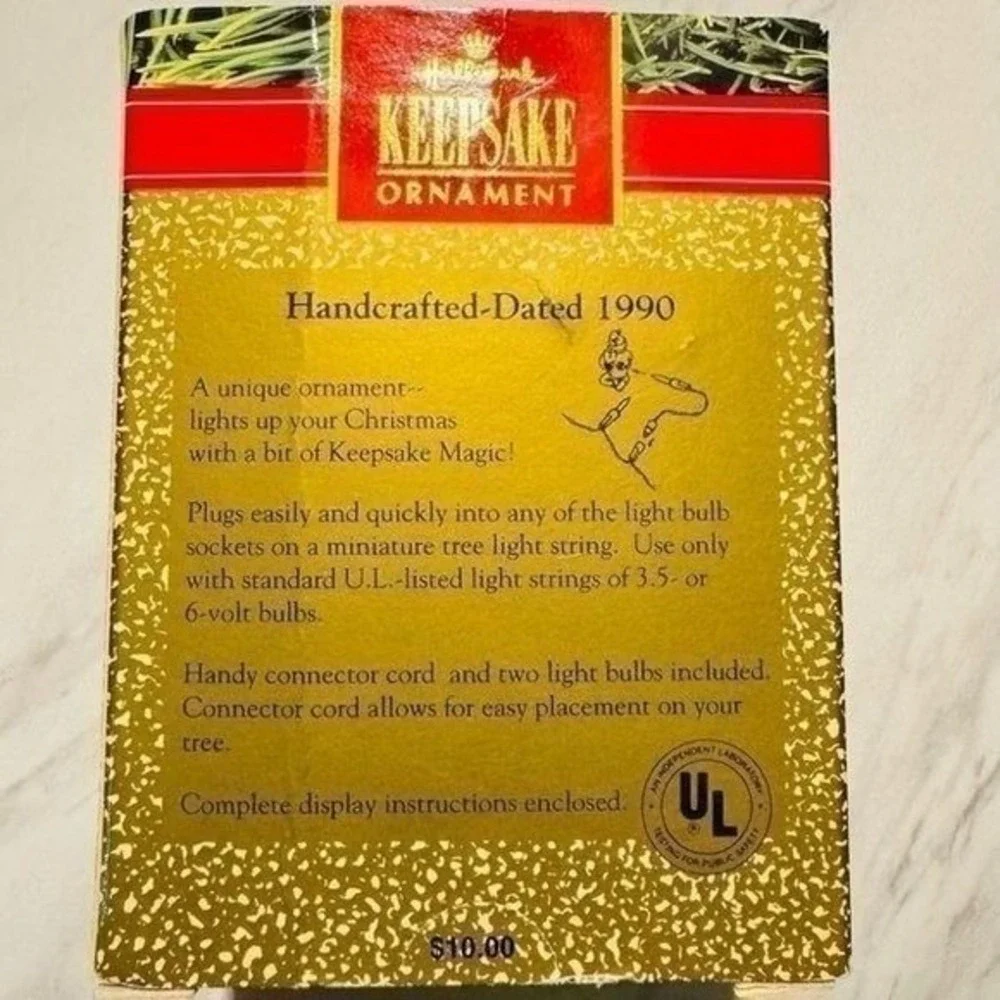 Hallmark Keepsake 1990 Elf of the Year Light Up Ornament, Vintage, Christmas NIB